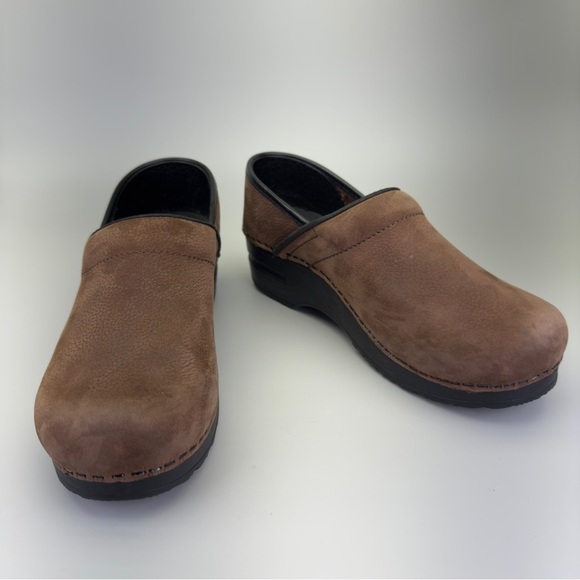 Brown Leather Sanita Danish Clogs - Picture 1 of 11